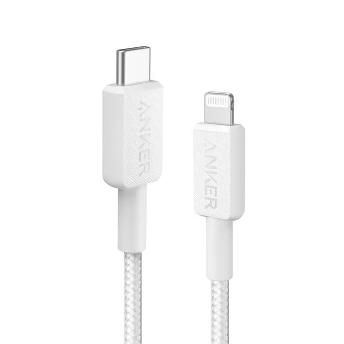 Kabel USB Anker 322 1.8m USB-C/Lightning, pleteni, bijeli, A81B6G21 - Slika 2