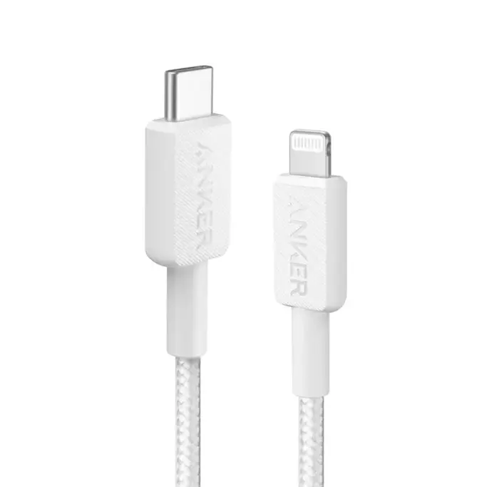 Kabel USB Anker 322 1.8m USB-C/Lightning, pleteni, bijeli, A81B6G21 - Slika 1