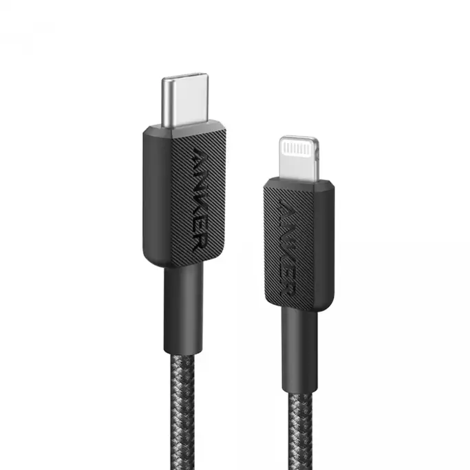 Kabel USB Anker 322 1.8m USB-C/Lightning, pleteni, crni, A81B6G11 - Slika 1