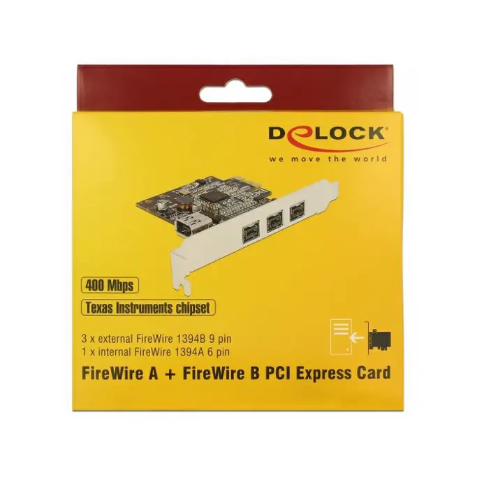 Kontroler Delock FireWire, FireWire 800, 3x ext, 1xint, PCI-e card, 89864 - Slika 2