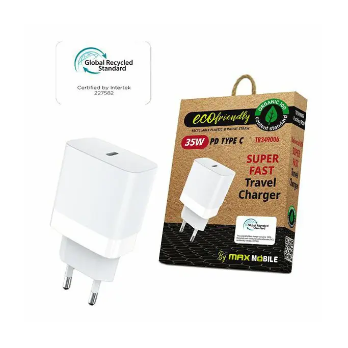 Kućni punjač Maxmobile, PD 35W, USB-C, TR-349006, GRS, ECO, bijeli - Slika 1