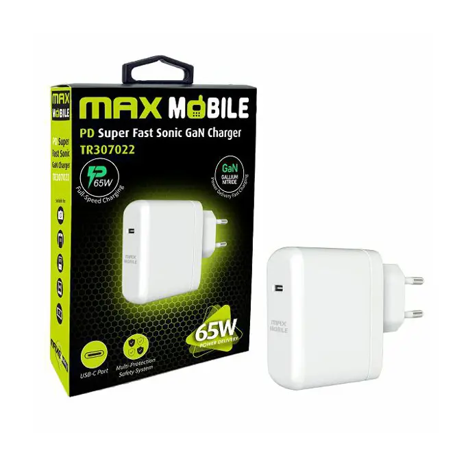 Kućni punjač Maxmobile, PD 65W, Sonic charger, USB-C, TR-307002, GaN, 65W - Slika 1