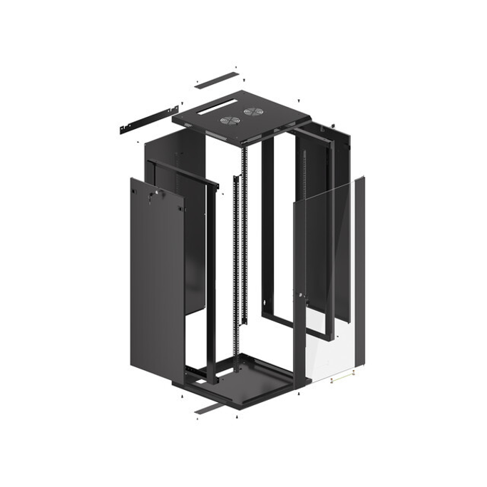 Lanberg 27U 600x600mm zidni mrežni ormar, 19", Flat pack, crni, WF01-6627-10B - Slika 3