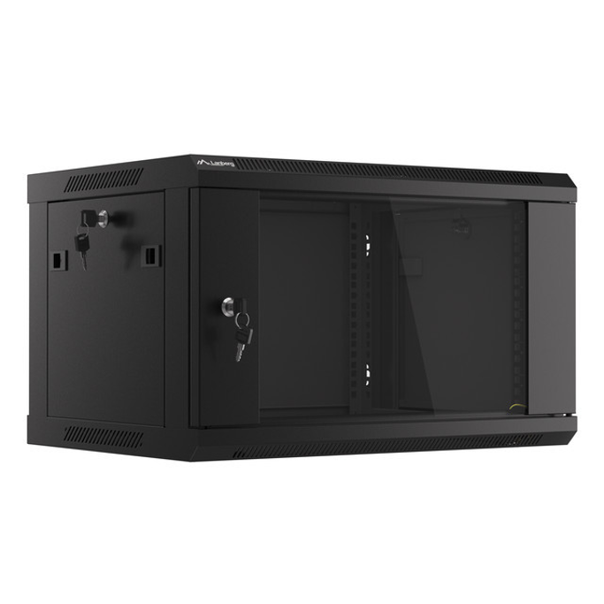 Lanberg 6U 600x450mm zidni mrežni ormar, 19", Flat pack, crni, WF01-6406-10B - Slika 1