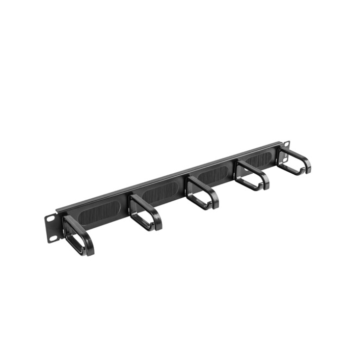 Lanberg panel za vođenje kabela s 5 prstenova - tip B, 19", 1U, brush, crni, AK-1203-B - Slika 1