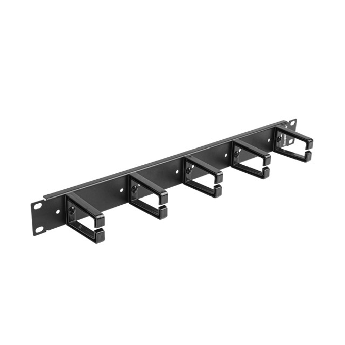 Lanberg panel za vođenje kabela s 5 prstenova - tip B, 19", 1U, crni, AK-1202-B - Slika 1