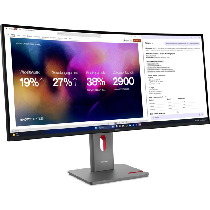 Lenovo ThinkVision P40WD-40, 39.7", WUHD, IPS, 120Hz, HDMI, DP, USB Hub, USB-C, PD 140W, Thunderbolt, RJ45, zvučnici, zakrivljeni 2500R, 64B4XAT1EU - Slika 9