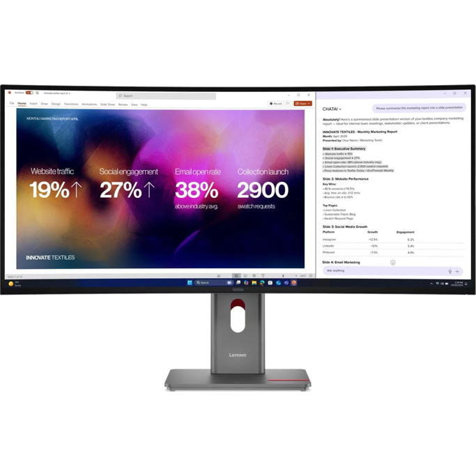 Lenovo ThinkVision P40WD-40, 39.7", WUHD, IPS, 120Hz, HDMI, DP, USB Hub, USB-C, PD 140W, Thunderbolt, RJ45, zvučnici, zakrivljeni 2500R, 64B4XAT1EU - Slika 8
