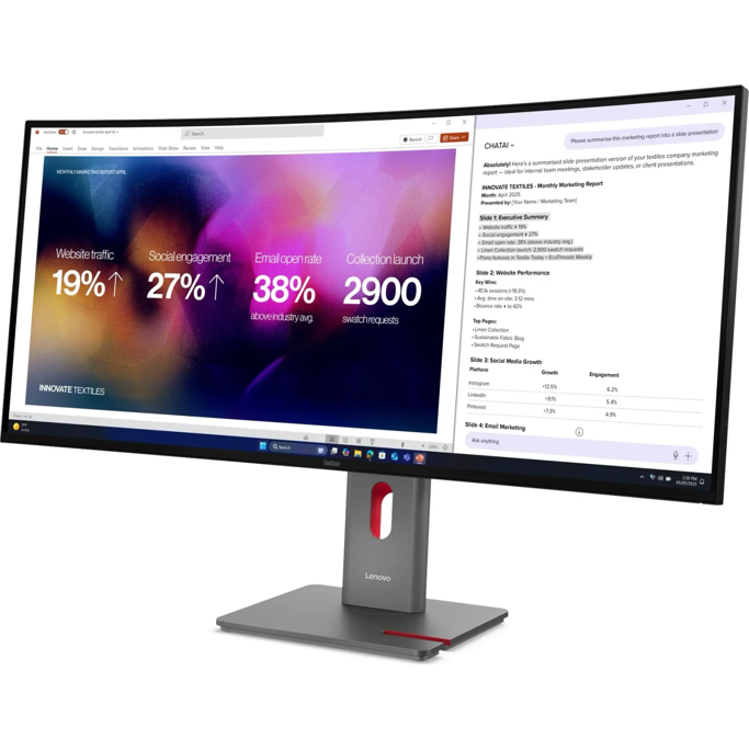 Lenovo ThinkVision P40WD-40, 39.7", WUHD, IPS, 120Hz, HDMI, DP, USB Hub, USB-C, PD 140W, Thunderbolt, RJ45, zvučnici, zakrivljeni 2500R, 64B4XAT1EU - Slika 11