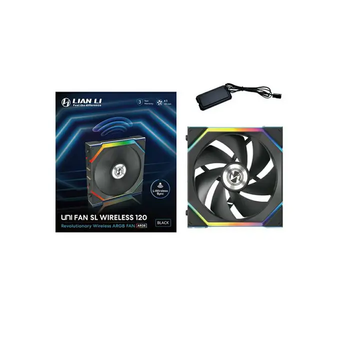Lian Li ventilator 120mm UNI FAN SL Wireless 120, ARGB, PWM, Black, 12SL1W1B - Slika 3