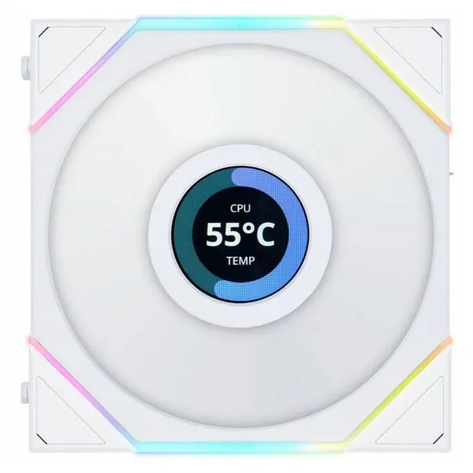 Lian Li ventilator 120mm UNI FAN TL LCD 120, ARGB, PWM, 3-pack + kontroler, White, 12TLLCD3W - Slika 4