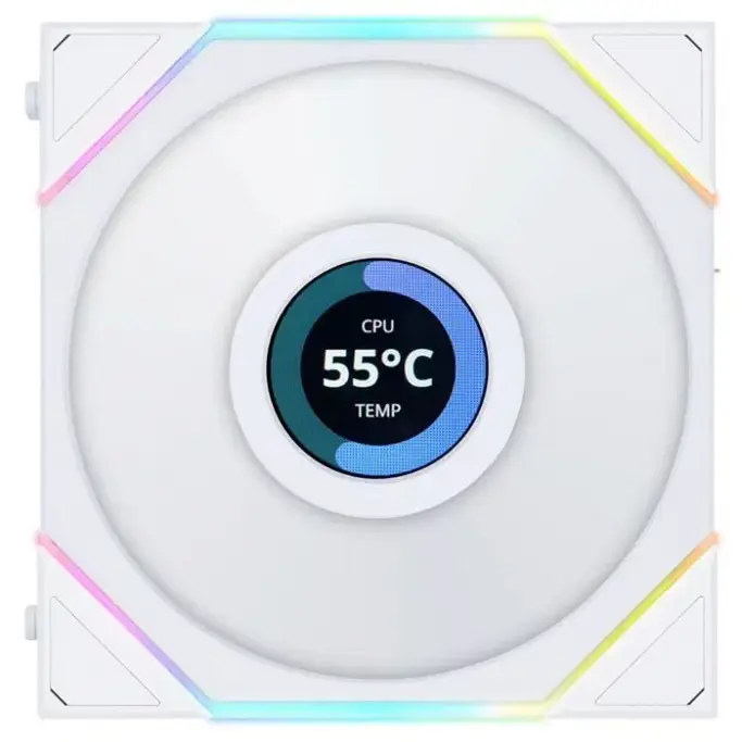 Lian Li ventilator 120mm UNI FAN TL LCD 120, ARGB, PWM, 3-pack + kontroler, White, 12TLLCD3W - Slika 3