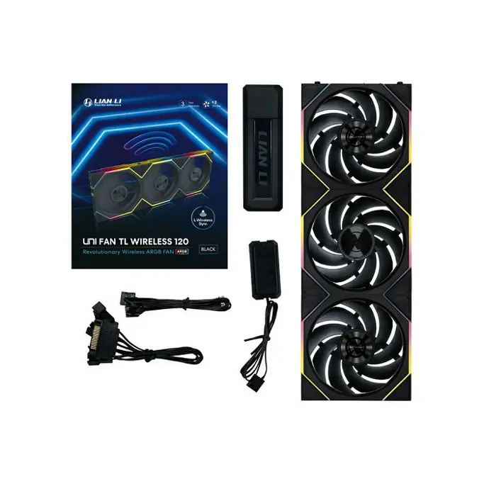 Lian Li ventilator 120mm UNI FAN TL Wireless 120, ARGB, PWM, 3-pack + kontroler, Black, 12TL1W3B - Slika 2