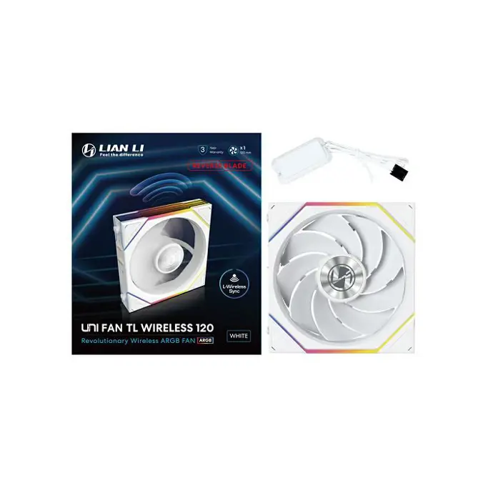 Lian Li ventilator 120mm UNI FAN TL Wireless 120 Reverse Blade, ARGB, PWM, White, 12RTL1W1W - Slika 3
