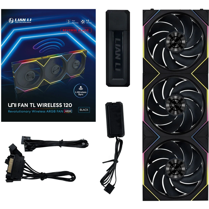 Lian Li ventilator 120mm UNI FAN TL Wireless 120 Reverse Blade, ARGB, PWM, 3-pack + kontroler, 12RTL1W3B - Slika 4