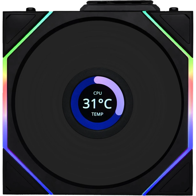 Lian Li ventilator 120mm UNI FAN TL Wireless LCD 120, ARGB, PWM, Black, 12TLLCD1W1B - Slika 1