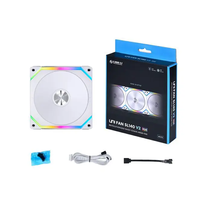 Lian Li ventilator 140mm UNI FAN SL140 V2 RGB PWM, White, UF-SL140V2-1W - Slika 3