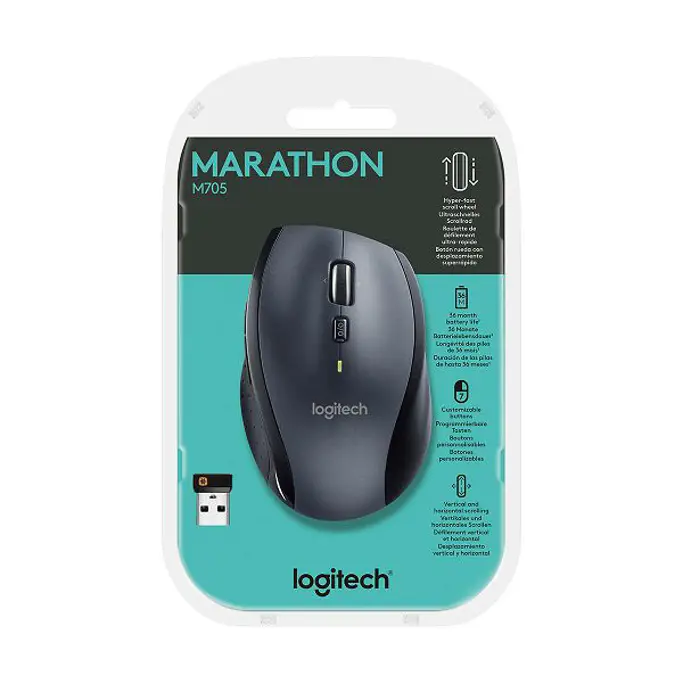 Logitech bežični miš M705 Marathon, Black/Gray, 910-006034 - Slika 5