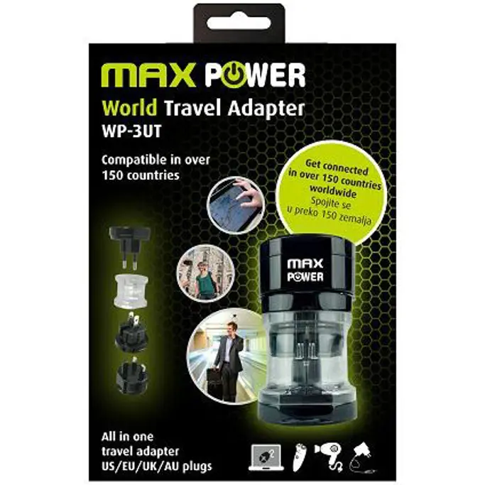 MAXPOWER ADAPTER UNIVERZALNI PUTNI WP-3UT CRNI , universal travel adapter, 3858890430950 - Slika 1