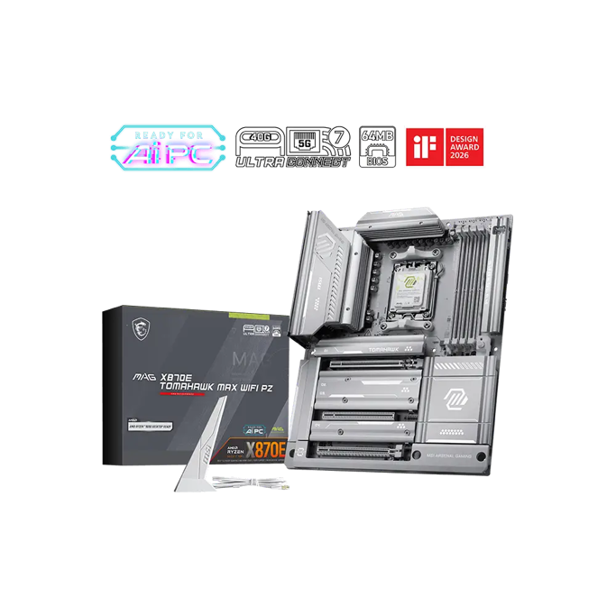 MSI MAG X870E Tomahawk MAX WIFI PZ, AMD X870E, AM5, DDR5, ATX, 7E84-002R - Slika 1