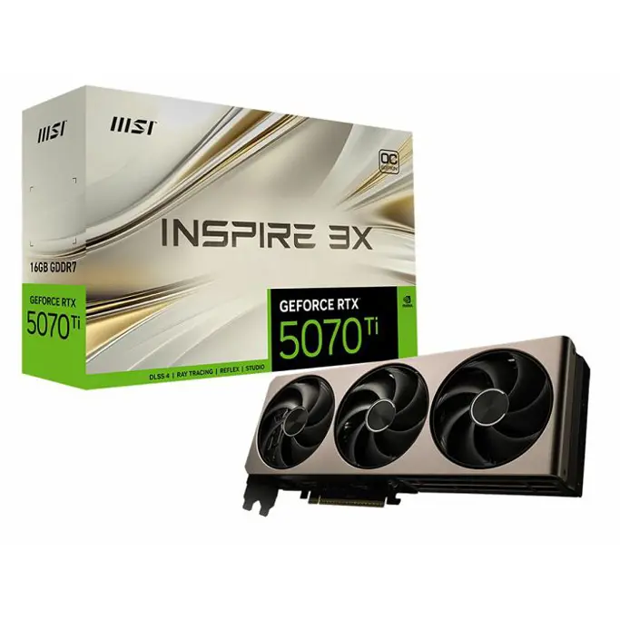 MSI RTX5070Ti Inspire 3X OC, 16GB GDDR7, NVIDIA GeForce, V531-245R, G507T-16I3C - Slika 1