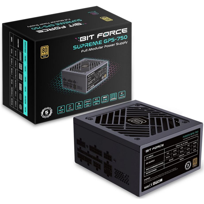 Napajanje Bit Force 750W SUPREME GPS-750, Full Modular, 80 PLUS Gold, ATX 3.1 - Slika 1