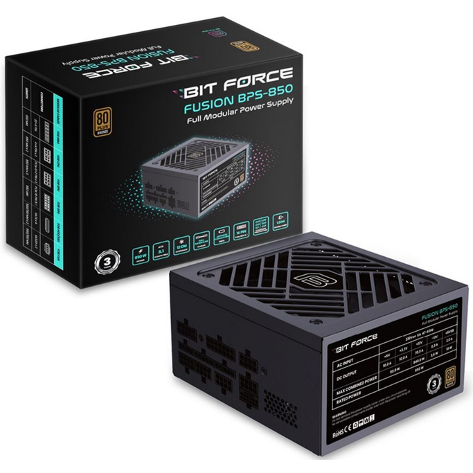 Napajanje Bit Force 850W FUSION BPS-850, Full Modular, 80 PLUS Bronze, ATX 3.1 - Slika 1