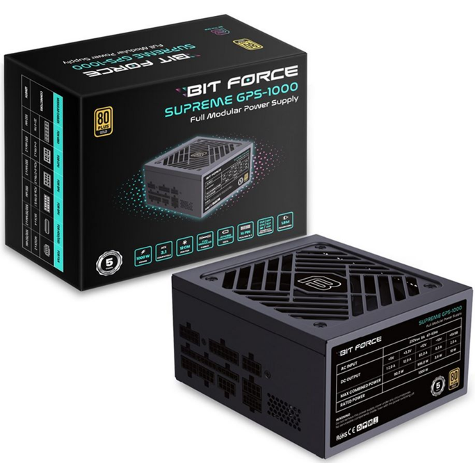 Napajanje Bit Force 850W SUPREME GPS-1000, Full Modular, 80 PLUS Gold, ATX 3.1 - Slika 1
