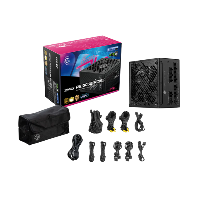 Napajanje MSI 1000W MPG A1000GS, Full modular, 80 PLUS Gold, ATX 3.1, MPG_A1000GS_PCIE5 - Slika 5