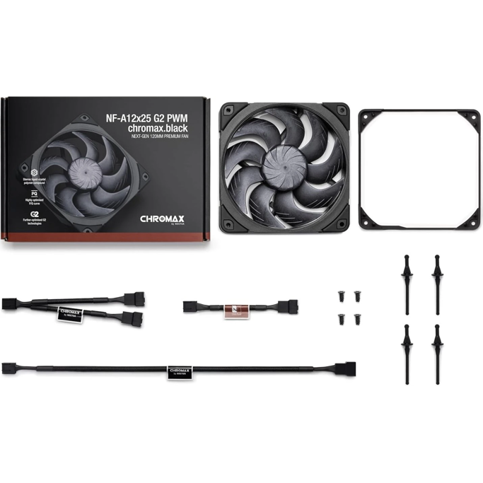 Noctua ventilator 120mm NF-A12x25 G2 PWM Chromax Black - Slika 3
