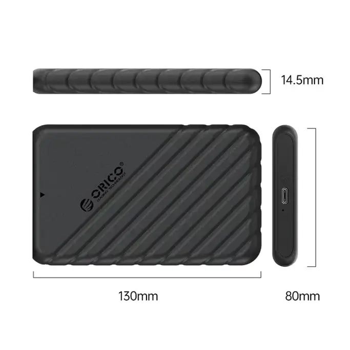 Orico vanjsko kućište 2.5" SATA HDD/SSD, do 9.5 mm, tool free, USB3.1 Gen1, Type-C, crno, 25PW1-C3-BK-BP - Slika 1