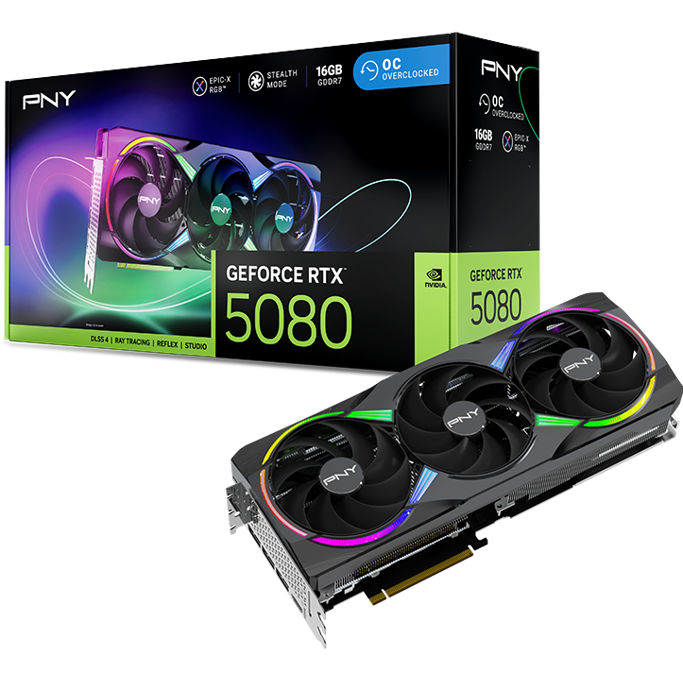 PNY RTX5080 OC Triple Fan, 16GB GDDR7, NVIDIA GeForce,VCG508016TFXPB1-O - Slika 2