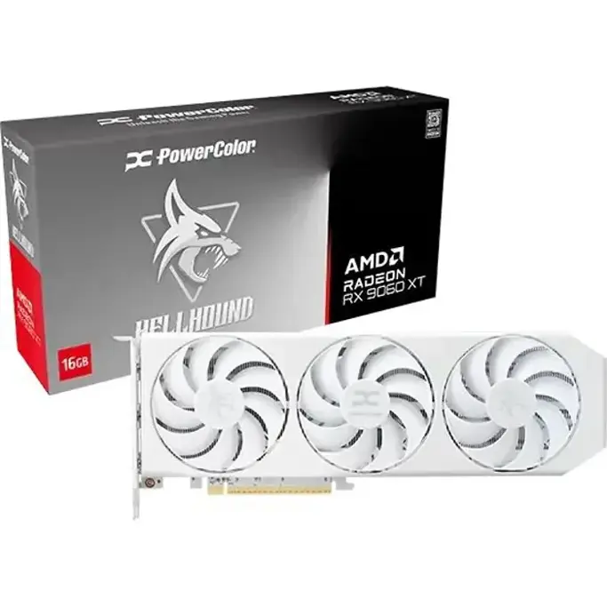 PowerColor RX9060XT Hellhound Spectral OC, 16GB GDDR6, AMD Radeon, RX9060XT 16G-L/OC/WHITE - Slika 1