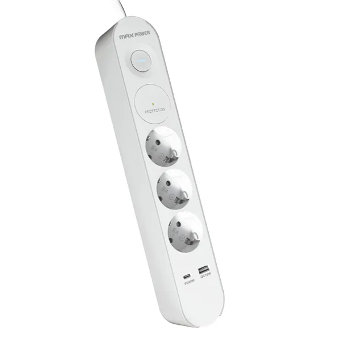 Produžna letvica MAXPOWER GH03KUCS 3 utičnice 1.5m, s prekidačem, USB-TypeC 20W PD+USB A, 3858895517540 - Slika 2