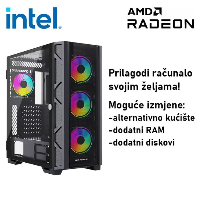 Računalo ADM Gaming High Range G318 Intel i5-14600KF, 16GB DDR5, 1TB SSD NVMe, RX9060XT 16GB VRAM, No OS - Slika 1