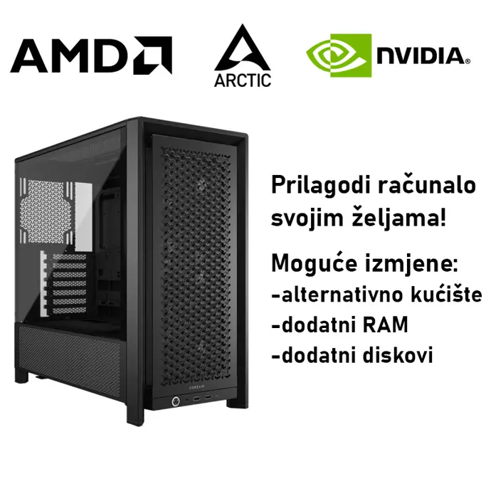 Računalo ADM Gaming High Range G390 AMD Ryzen 7 5800X3D, 16GB DDR4, 1TB SSD NVMe, RTX5060Ti 16GB, No OS - Slika 1