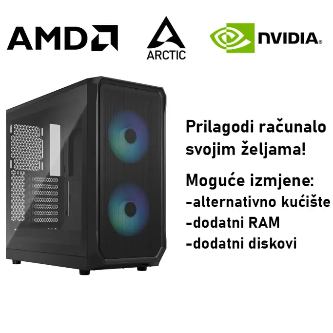 Računalo ADM Gaming High Range G393 AMD Ryzen 7 5800X3D, 16GB DDR4, 1TB SSD NVMe, RTX5070Ti, No OS - Slika 1