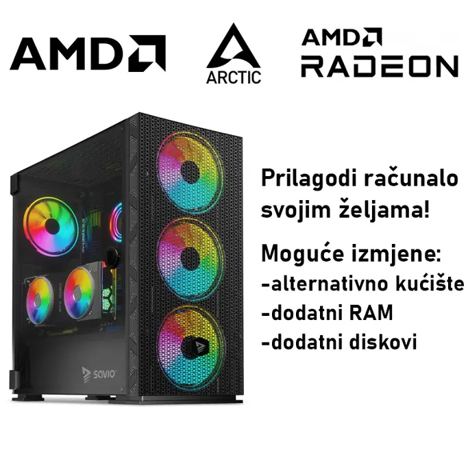 Računalo ADM Gaming High Range G396 AMD Ryzen 7 5800X3D, 16GB DDR4, 1TB SSD NVMe, RX9070 GRE, No OS - Slika 1