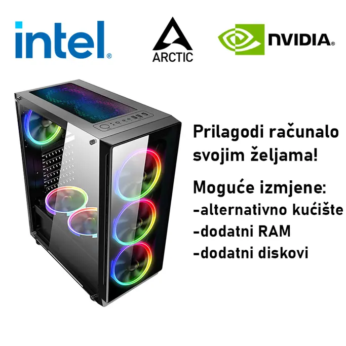 Računalo ADM Gaming Middle Range G238 Intel i5-12400F, 16GB DDR4, 1TB SSD NVMe, RTX3050, Windows 11 Pro - Slika 1