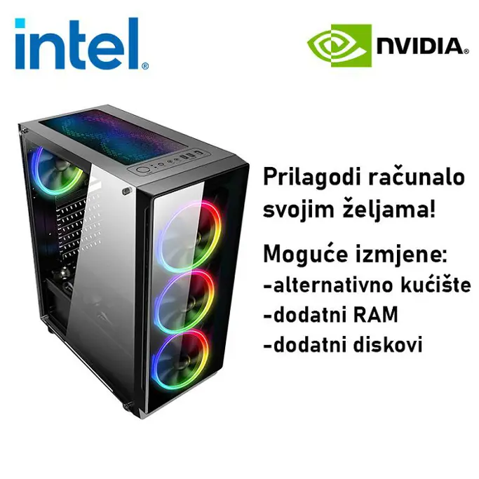 Računalo ADM Gaming Middle Range G344 Intel i5-14400F, 16GB DDR5, 1TB SSD NVMe, RTX5060 8GB, No OS - Slika 1