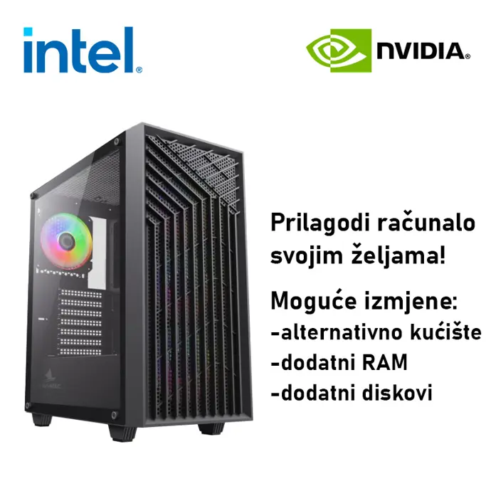Računalo ADM Gaming Middle Range G4 Intel i3-12100F, 16GB DDR4, 1TB SSD NVMe, RTX3050, No OS - Slika 1