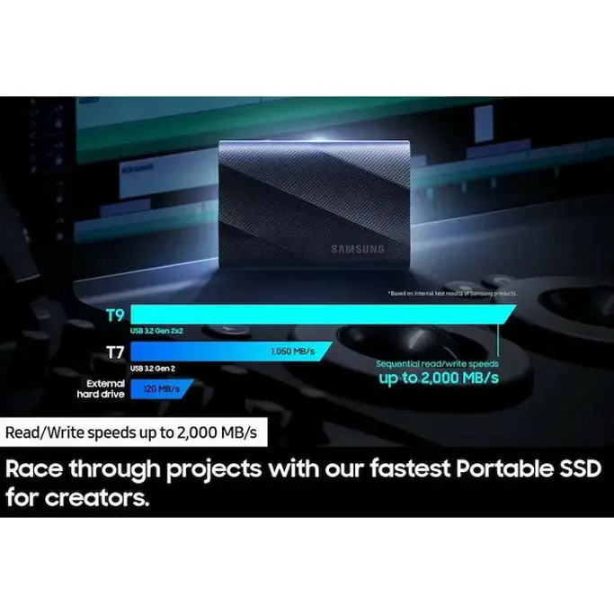 Samsung SSD 2TB 2.5" USB-C, T9, black, MU-PG2T0B/EU - Slika 2