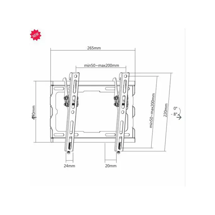 SBOX zidni nosač nagibni, 23"-43", do 45kg, PLB-3422T-2 - Slika 6