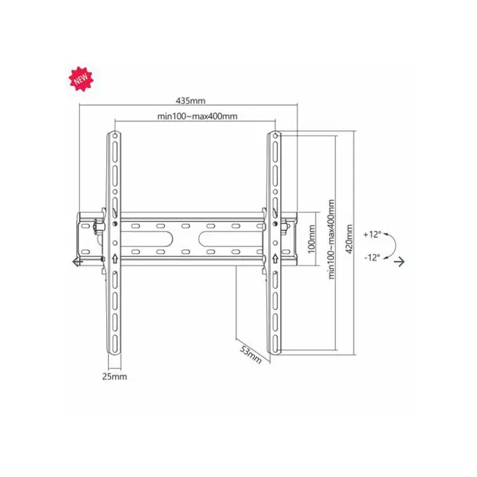 SBOX zidni nosač nagibni, 32"-70", do 45kg, PLB-2544T-2 - Slika 7