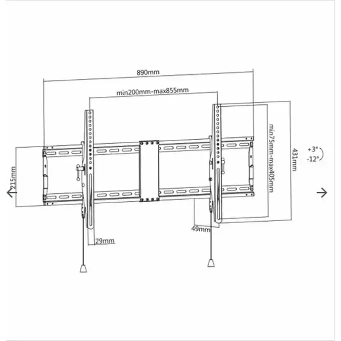 Sbox zidni nosač nagibni, 43"-90", do 70kg, PLB-5948T - Slika 2