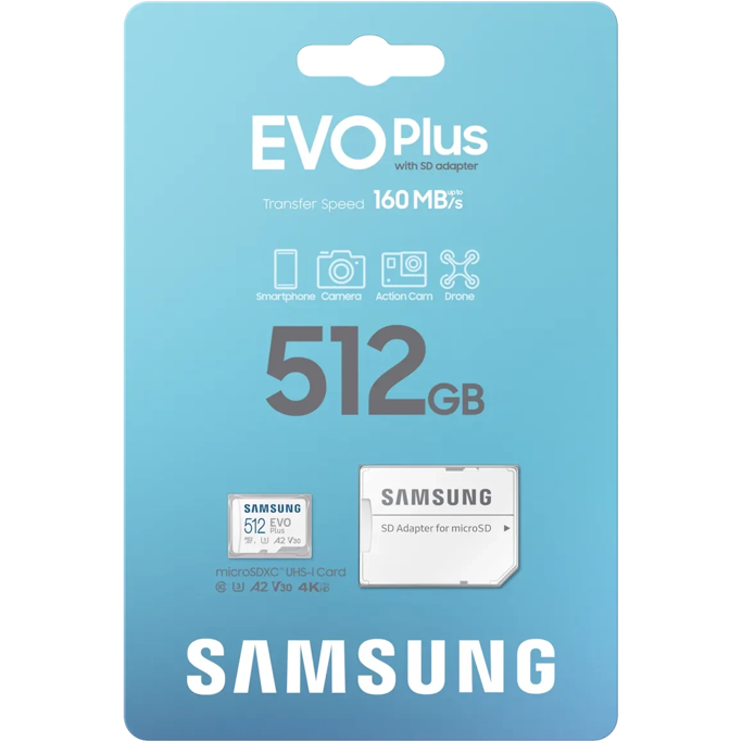 SD micro 512GB Samsung EVO Plus, R160/W160, +Adapter, MB-MC512SA/EU - Slika 1