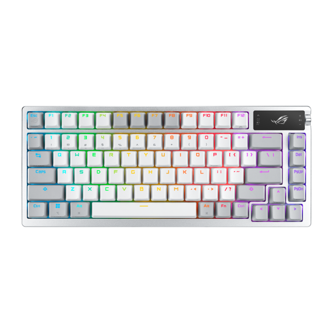 Tipkovnica ASUS ROG Azoth mehanička, OLED display, NX Snow, RGB, PBT, bežična, bijela, 90MP031A-BKUA11 - Slika 3