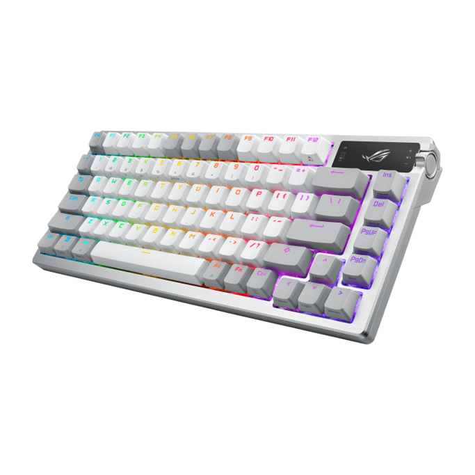 Tipkovnica ASUS ROG Azoth mehanička, OLED display, NX Snow, RGB, PBT, bežična, bijela, 90MP031A-BKUA11 - Slika 2
