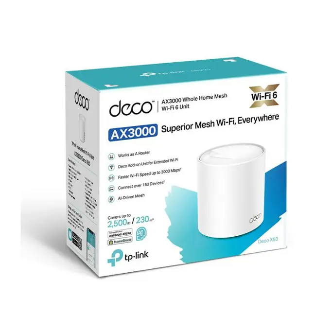 TP-Link Deco X50 AX3000 Whole Home Mesh WiFi 6 System, 1-pack - Slika 4