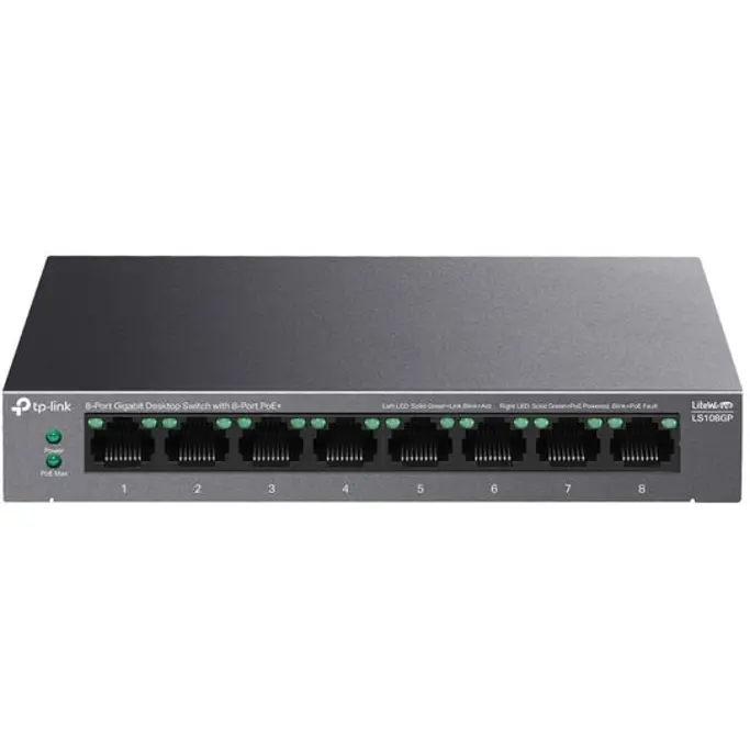 TP-Link LS108GP 8-Port Gigabit Desktop Switch with 8-Port PoE+ - Slika 1